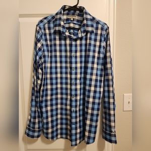 Men's Express Fitted Checkered Long Sleeve Shirt